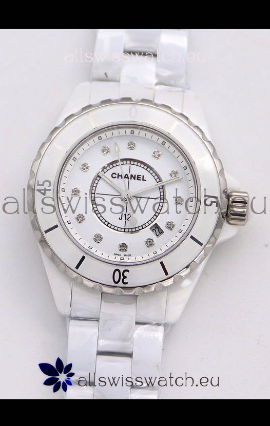 Chanel J12 White Ceramic and Diamond H0967 - Inventory 4403 