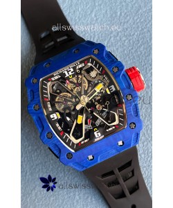 Richard Mille RM35-03 Rafael Nadal Edition Blue Carbon Fiber Casing 1:1 Mirror Replica Watch in Black Strap