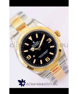 Rolex Explorer I Black Dial - Yellow Gold on Steel in 3235 Swiss Automatic Movement