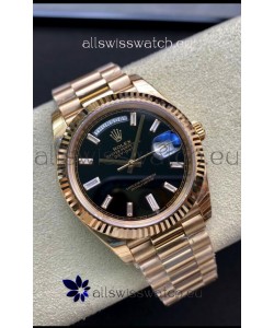 Rolex Day Date 40MM 228238a 1:1 Rose Gold in Black Dial 1:1 Mirror Replica Watch