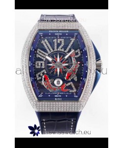 Franck Muller Vanguard KOI V45 YT SC DT AC BL KOI 2 Diamonds Embedded Swiss Replica Watch 