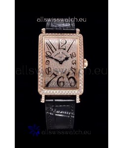 Franck Muller Long Island Color Dreams Pink Gold Swiss Watch in Black Strap